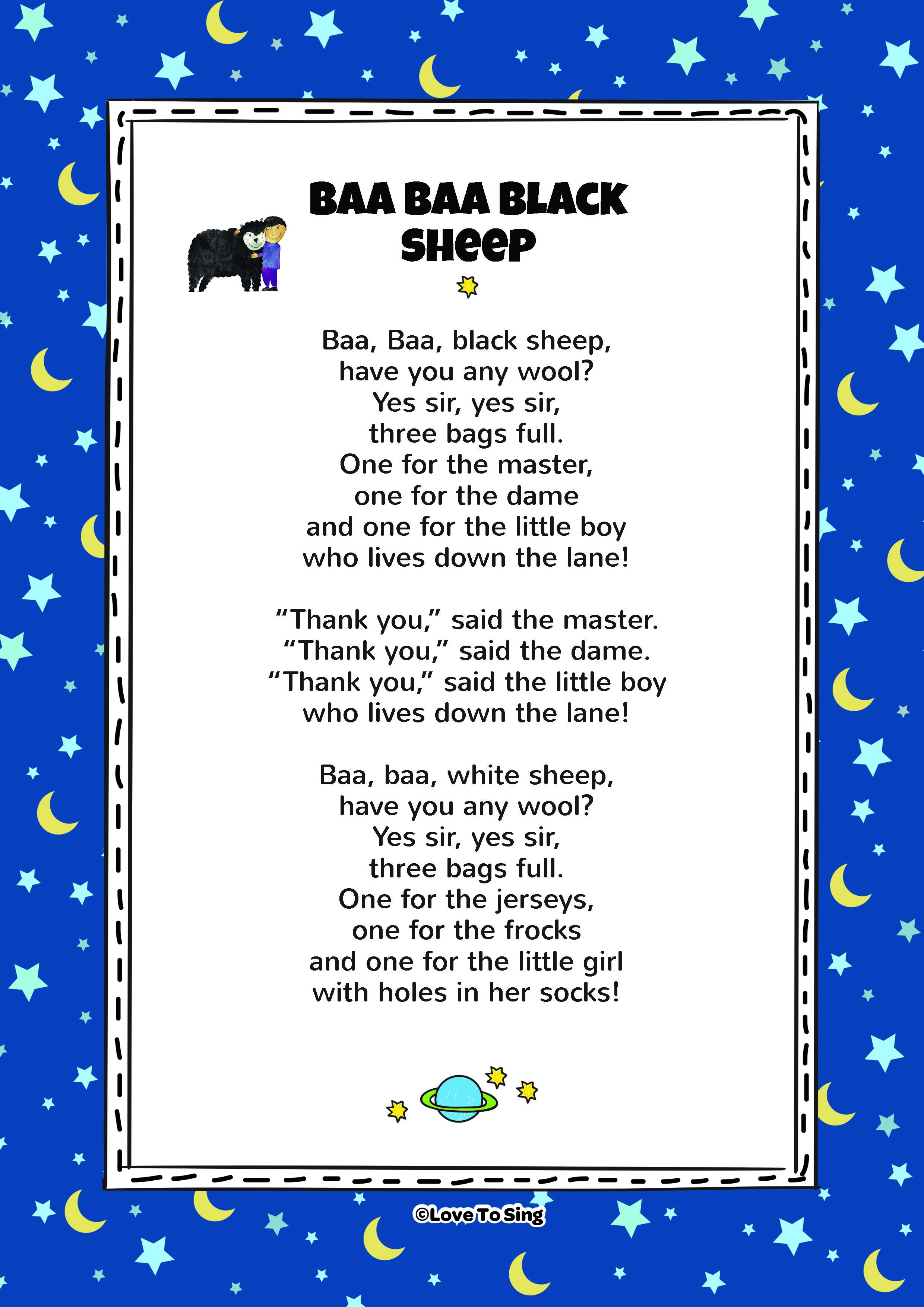 Baa Baa Black Sheep Nursery Rhyme FREE Kids Videos Activities