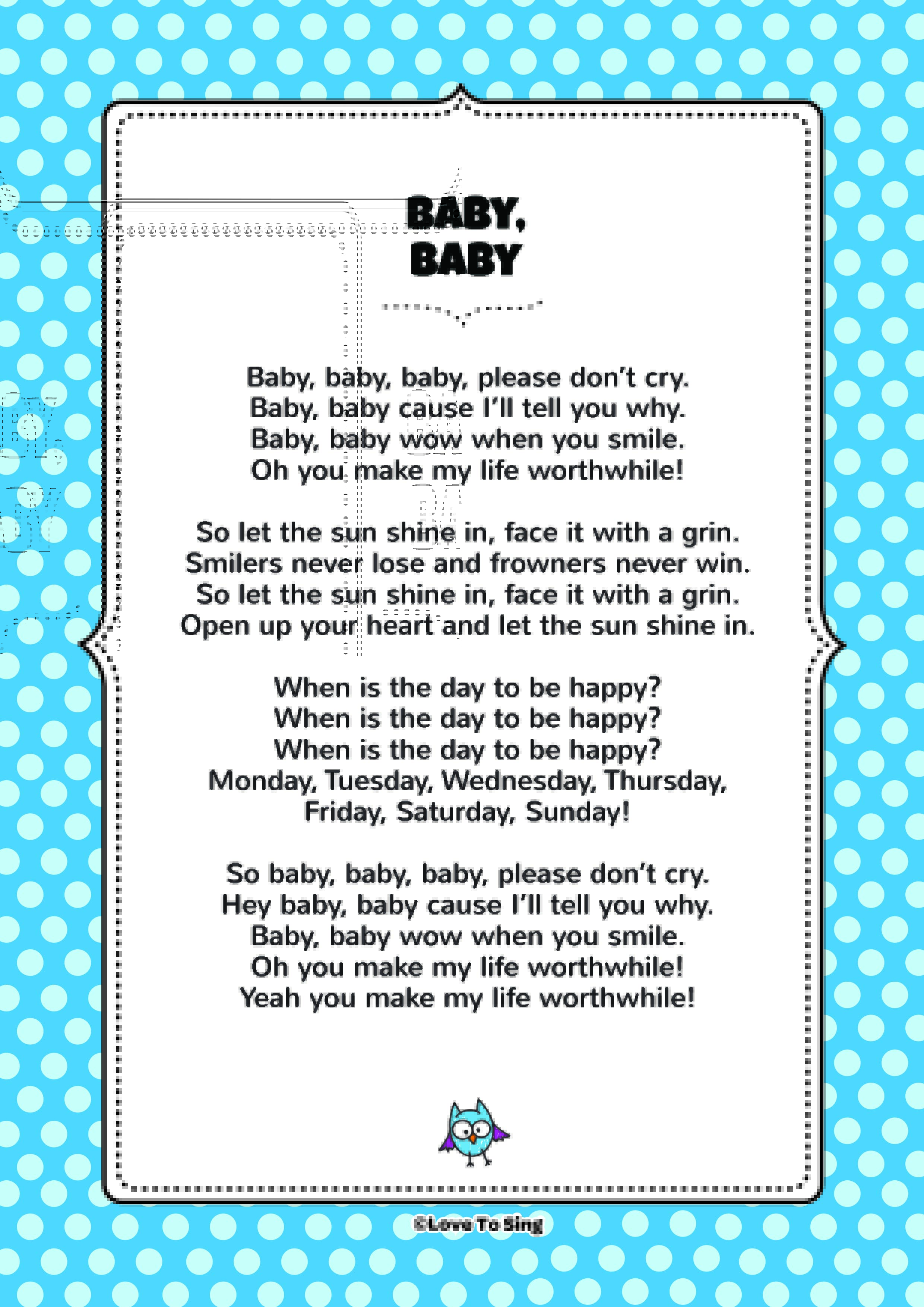Baby Baby (When Is The Day To Be Happy) | Love To Sing2480 x 3508