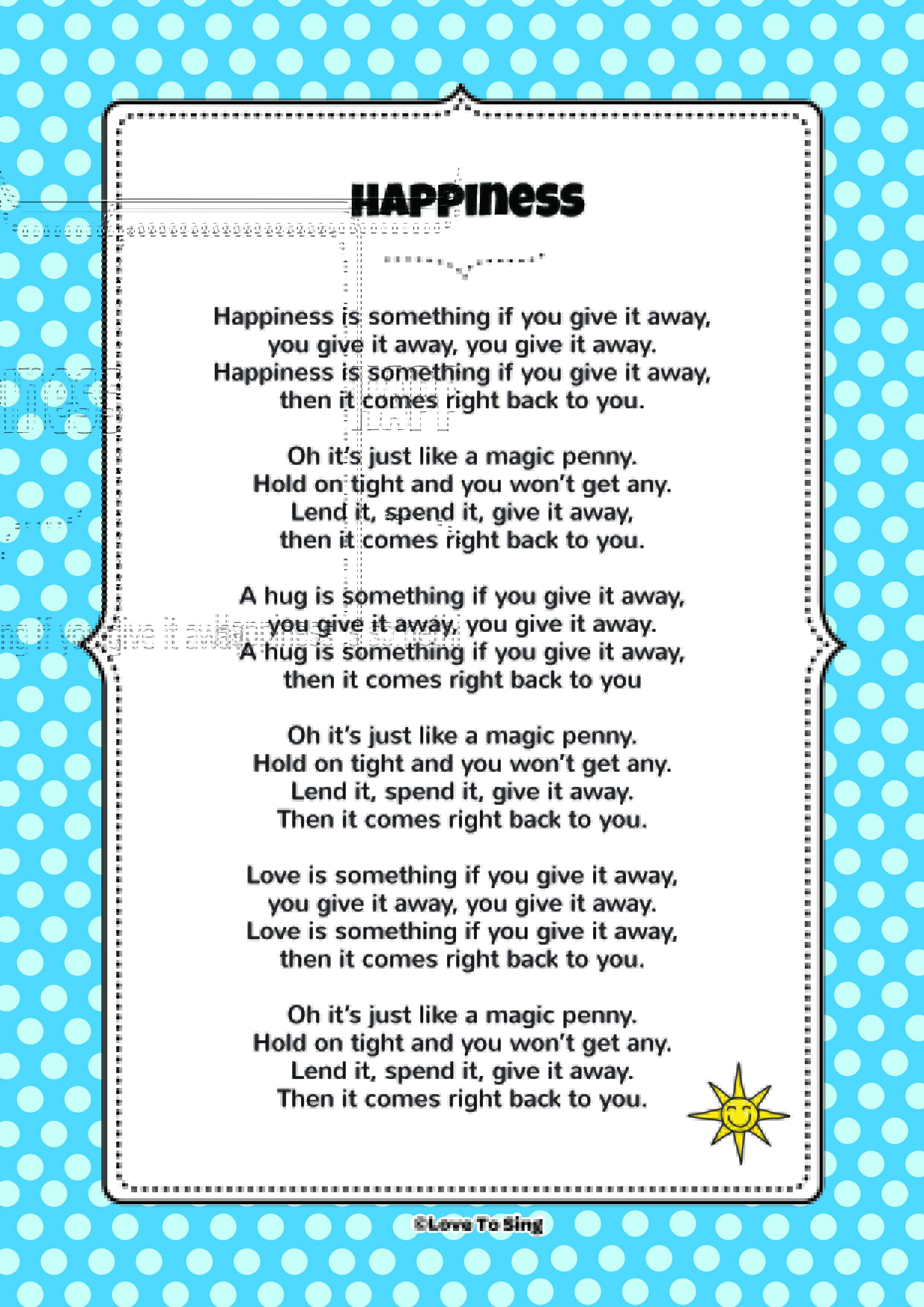 Happiness is Something If You Give it Away Song