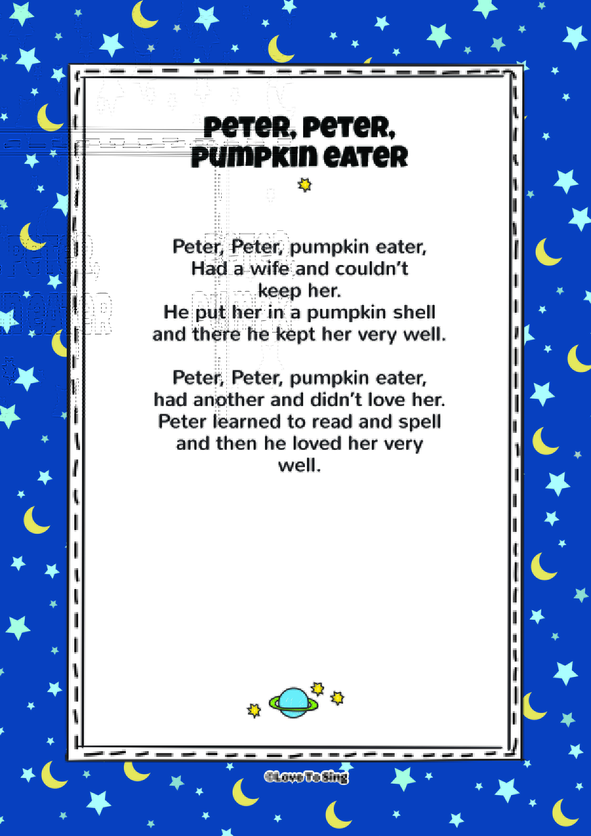 Peter Peter Pumkin Eater Kids Video Song with FREE Lyrics & Activities!