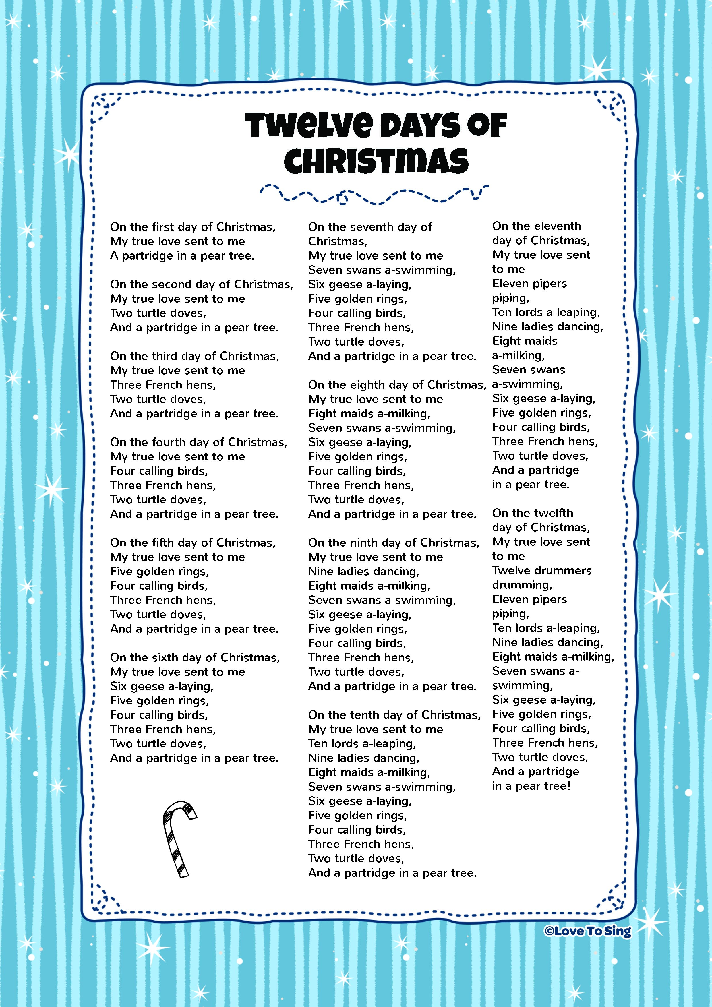 Lyrics To The 12 Days Of Christmas 2021