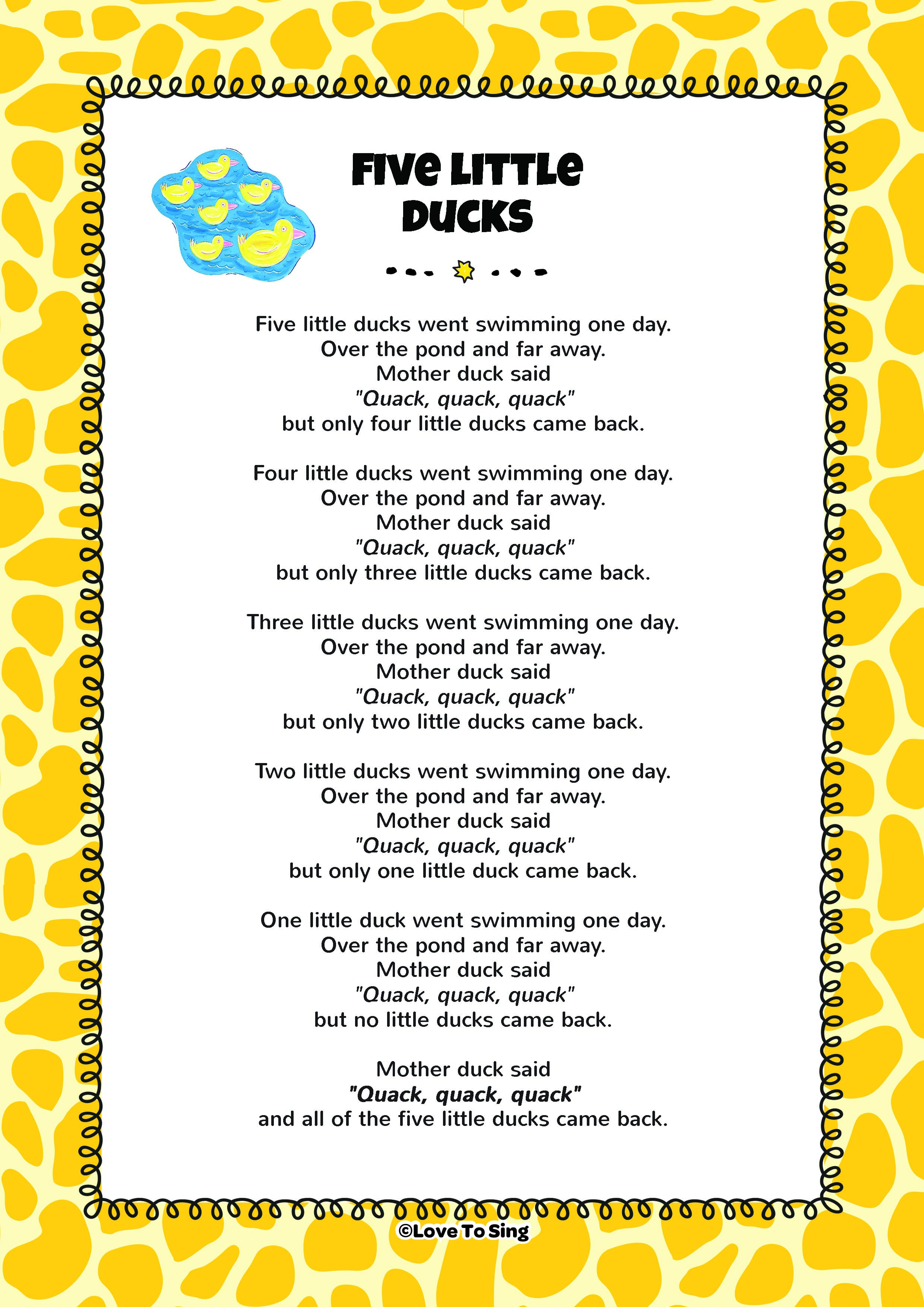 Five Little Ducks Song | FREE Video Song, Lyrics & Activities