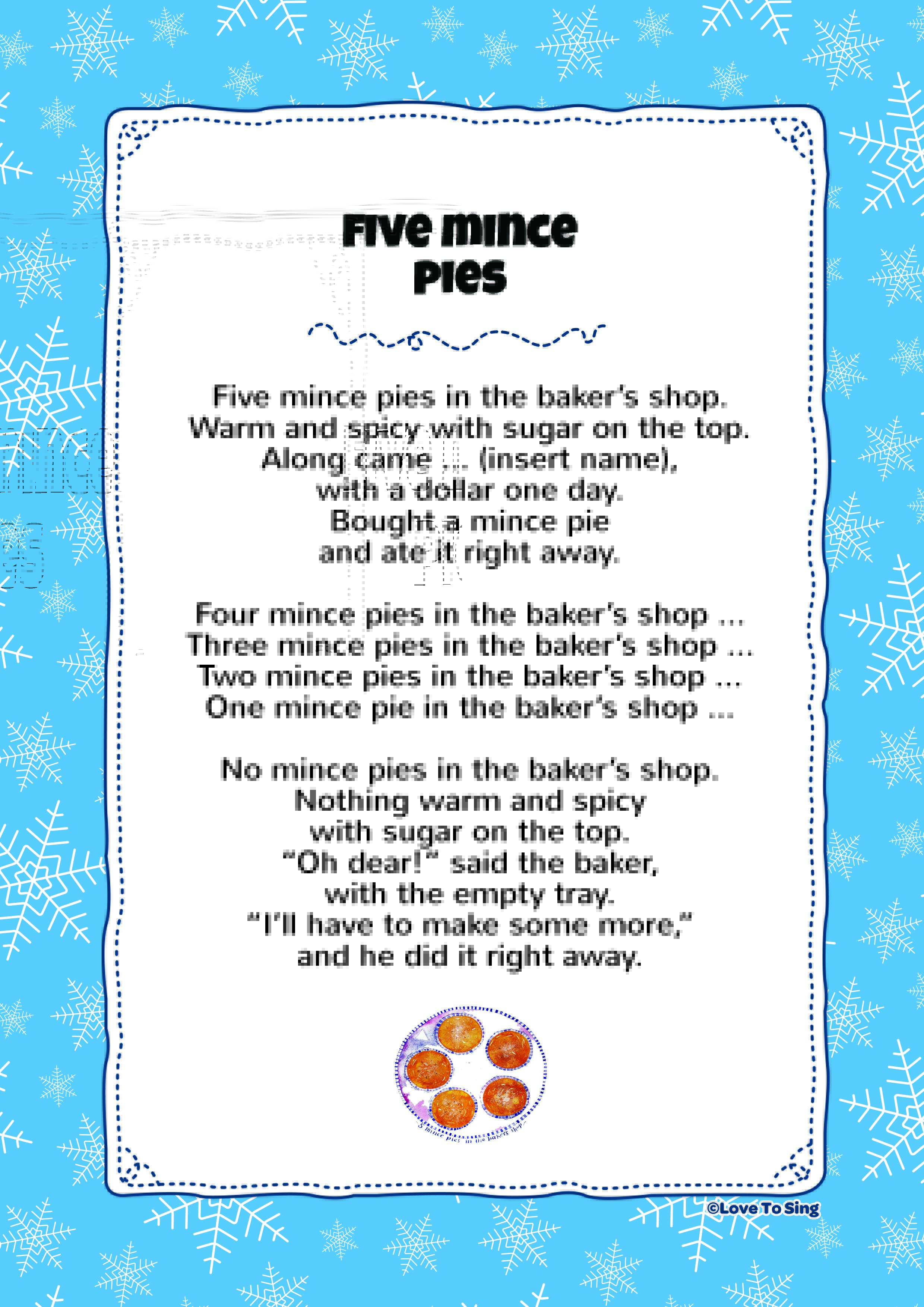 Five Mince Pies Kids Video Song With Free Lyrics