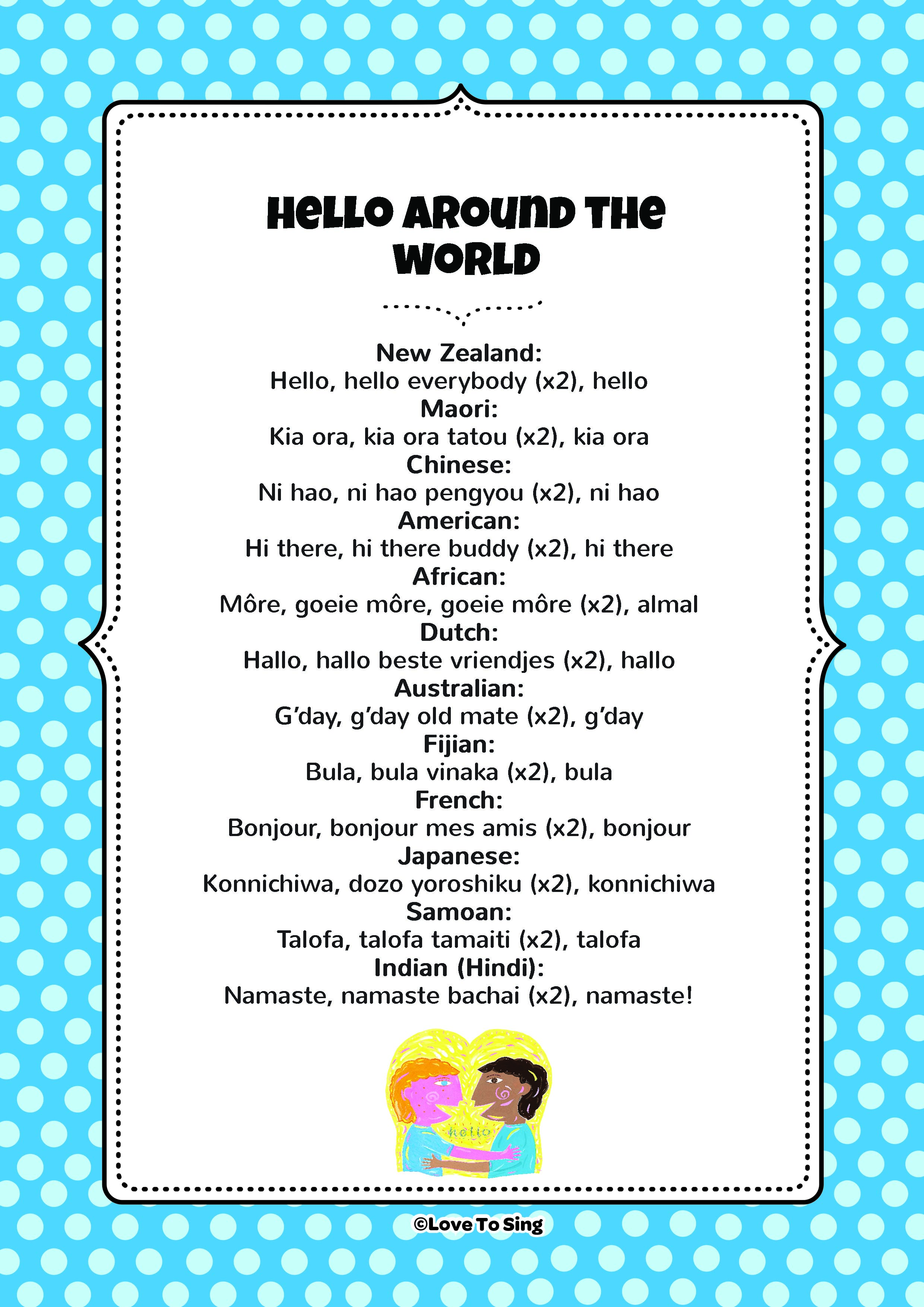 Hello Around The World Kids Video Song With Free Lyrics