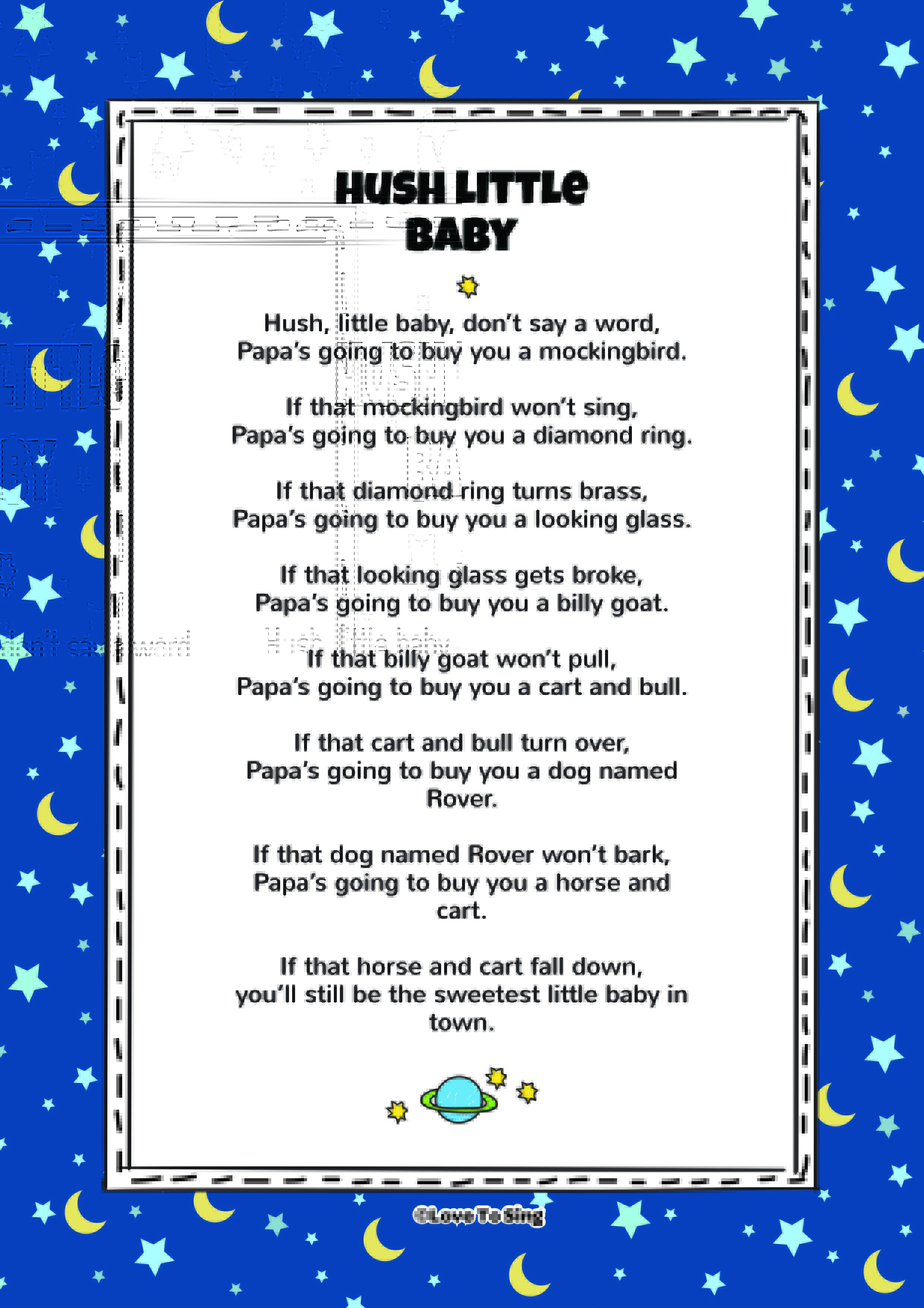 Hush, Little Baby | Kids Video Song with FREE Lyrics ...