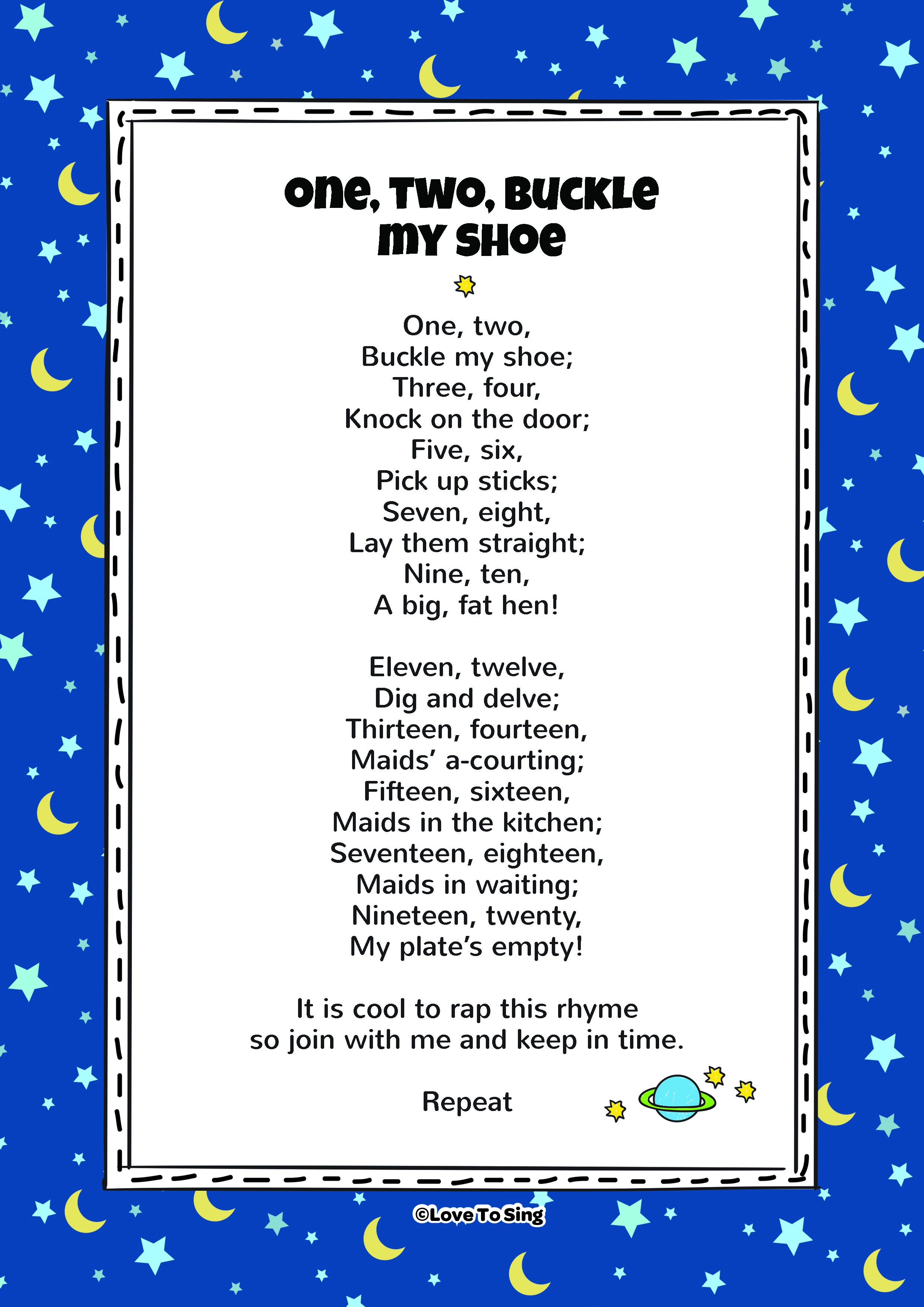 One Two Buckle My Shoe Kids Video Song with FREE Lyrics & Activities!