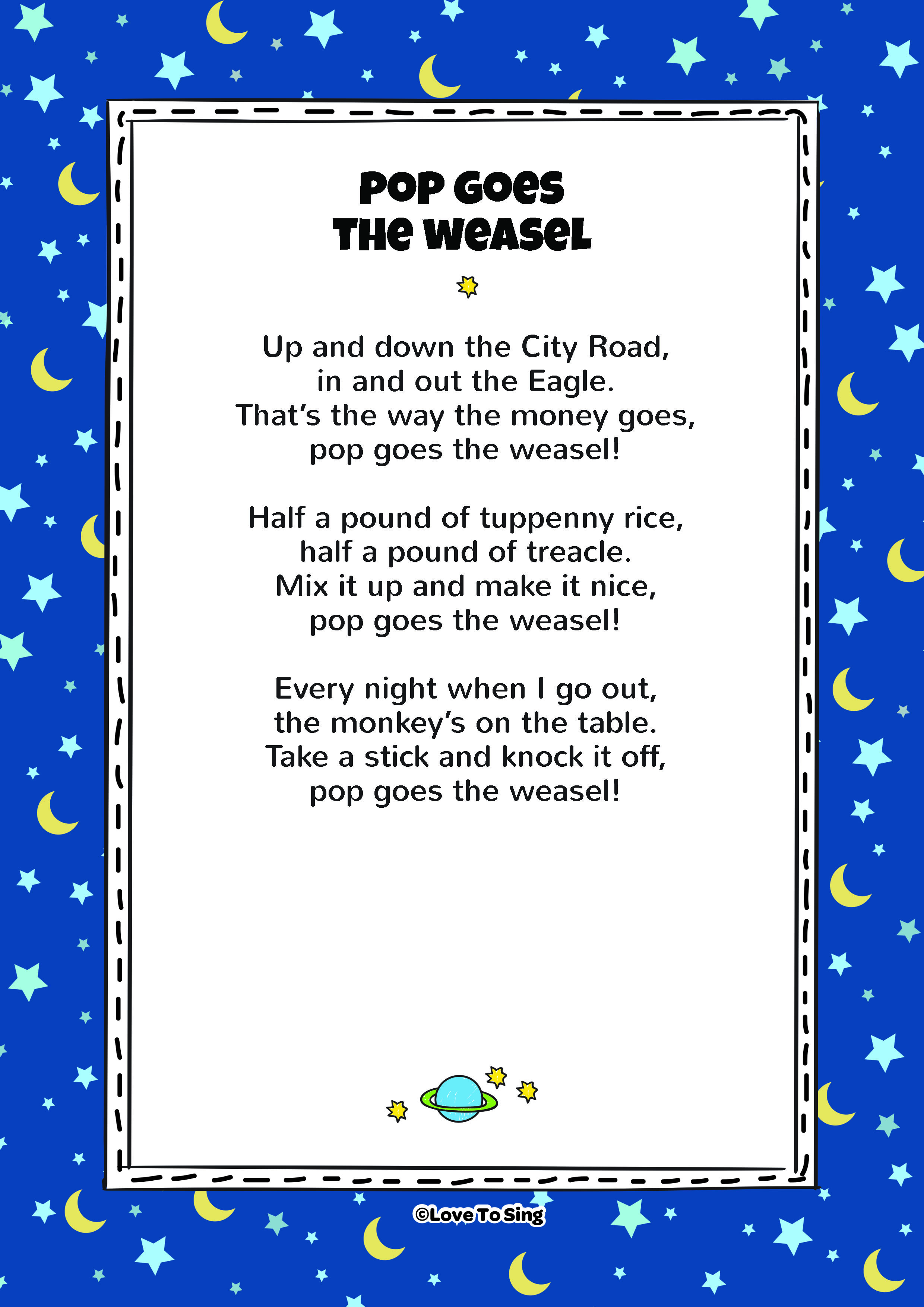 printable for toddlers pages free Goes Song Kids Pop with FREE Weasel The Lyrics   Video