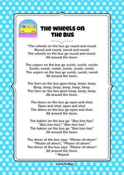 the wheels on the bus go round and round lyrics