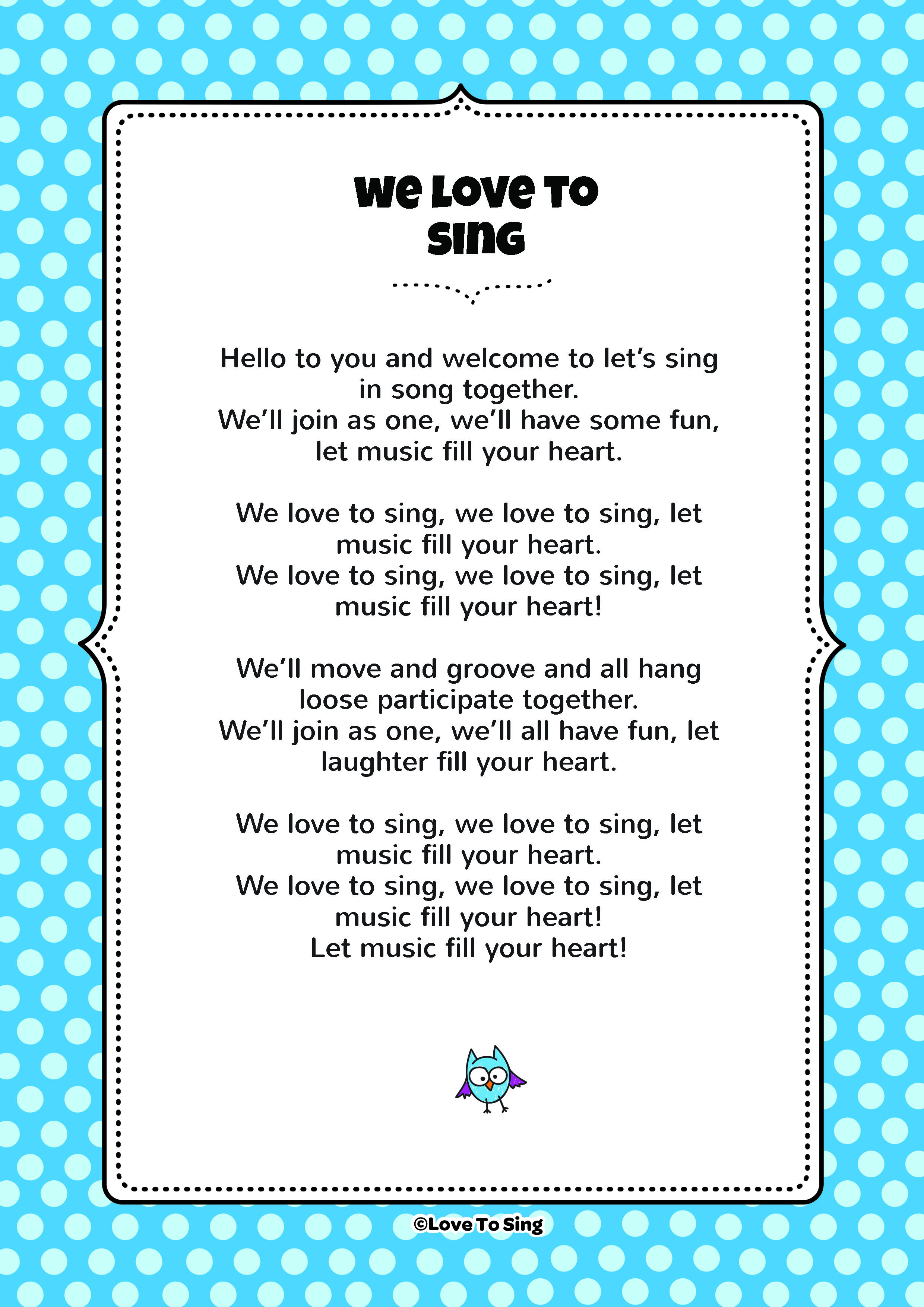 We Love to Sing Hello Song FREE Video Song, Lyrics & Activities