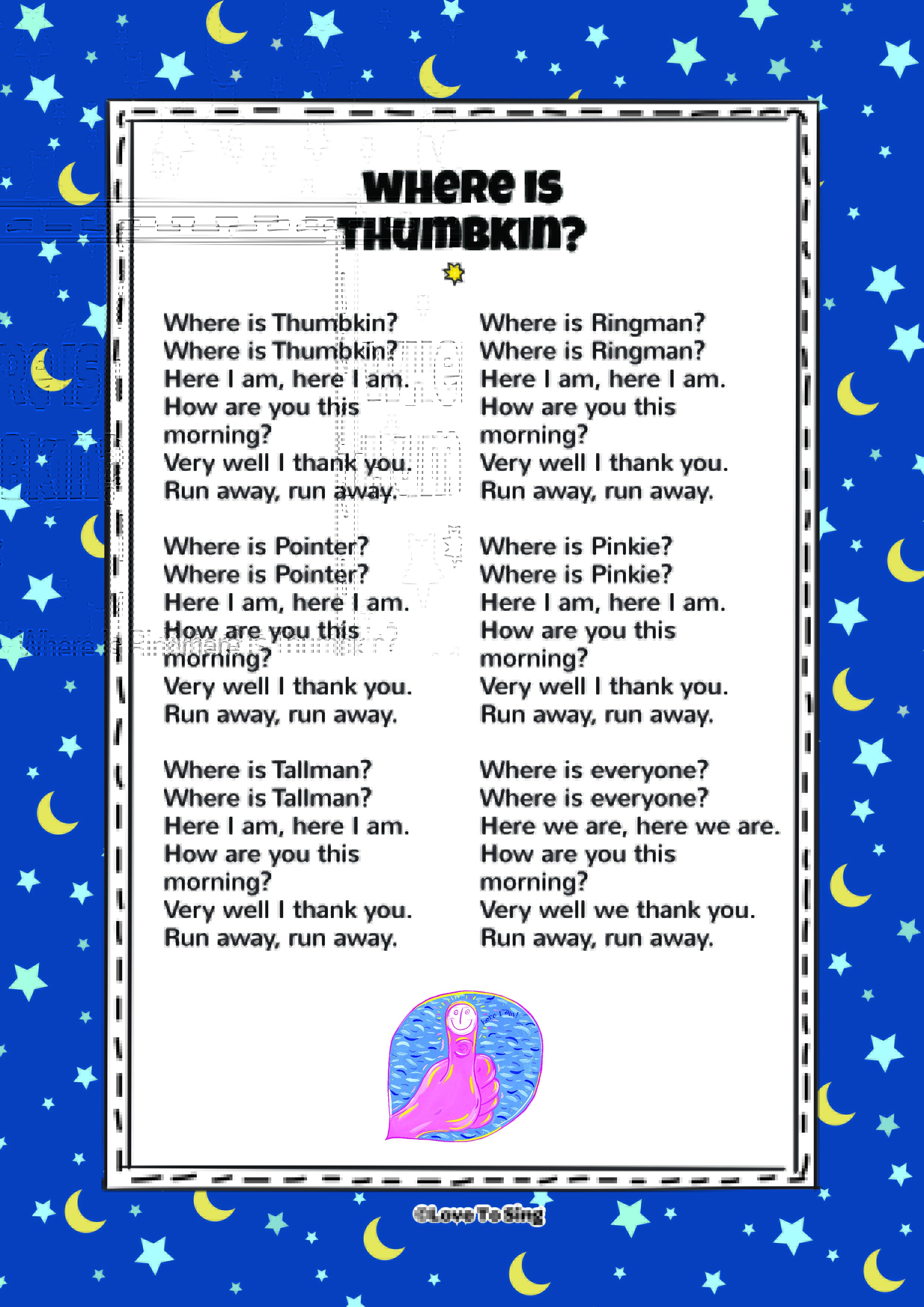 Where Is Thumbkin Kids Song  FREE Video Song & Lyrics