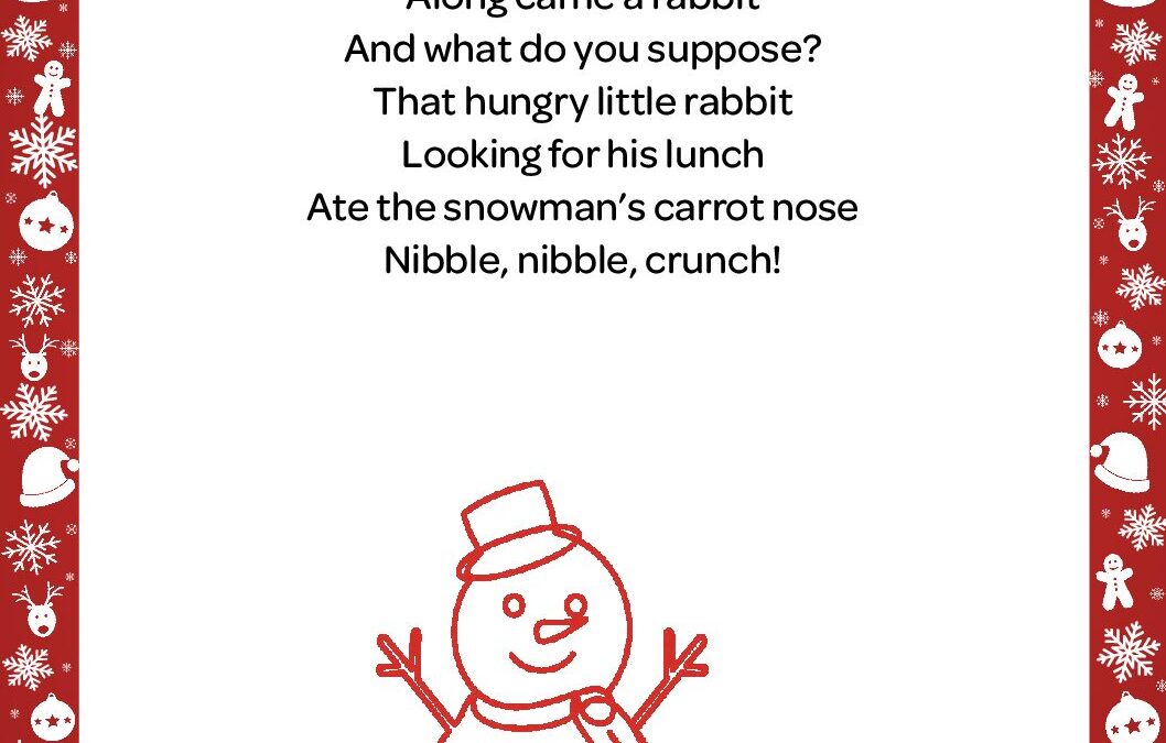 Kids Christmas Song A Chubby Little Snowman Free Downloadable PDF Lyric Sheet